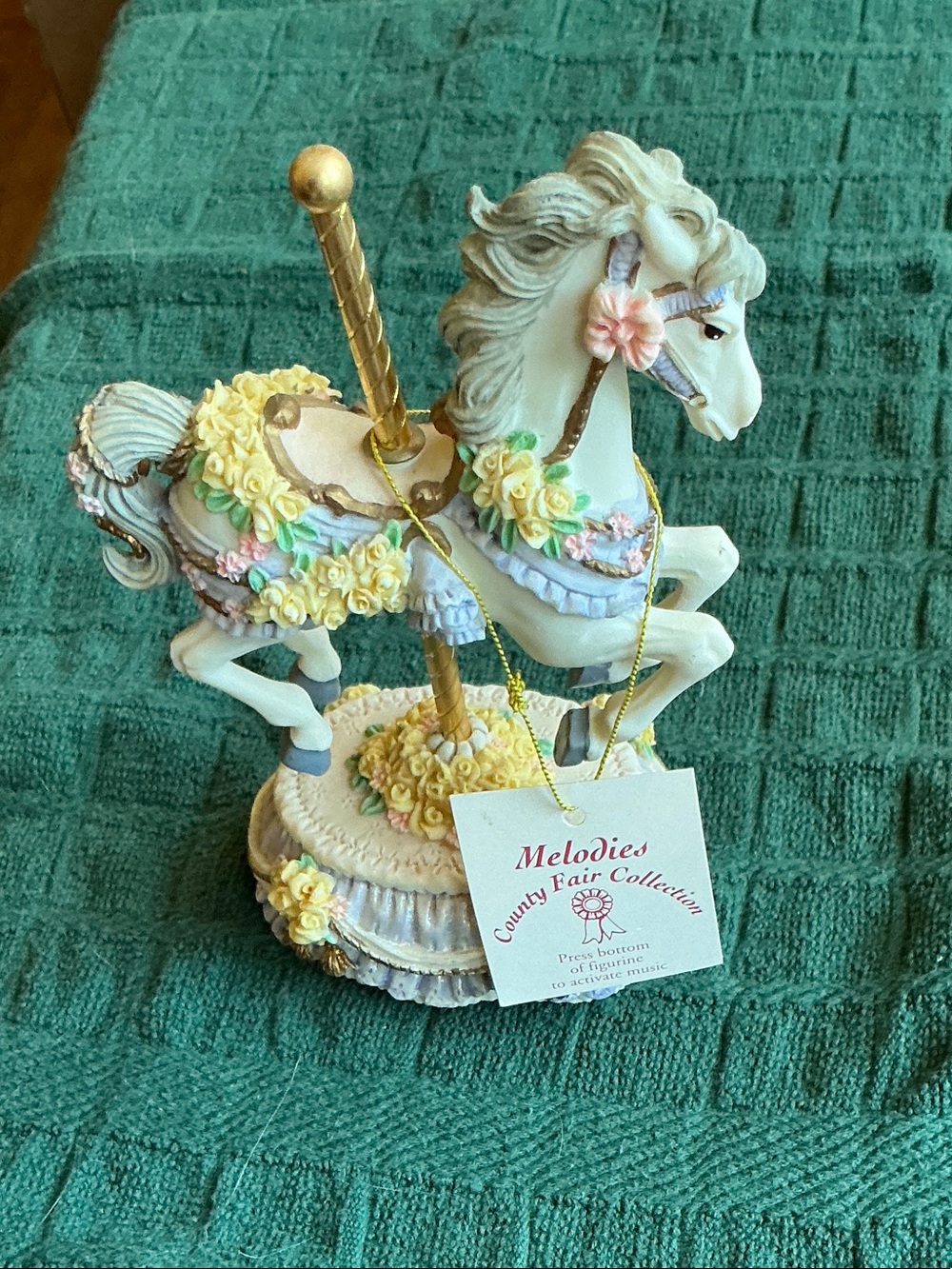 Melodies Carousel Horse Figurine - Pastel Floral Accent